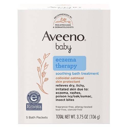 Order Aveeno Baby Eczema Therapy Soothing Bath Treatment, Oatmeal Fragrance-Free, Single Use Packets - 3.75 oz x 5 pack food online from Walgreens store, CALLAHAN on bringmethat.com