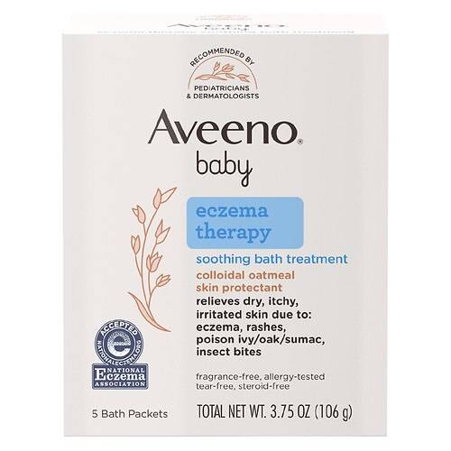 Order Aveeno Baby Eczema Therapy Soothing Bath Treatment, Oatmeal Fragrance-Free, Single Use Packets - 3.75 oz x 5 pack food online from Walgreens store, Aurora on bringmethat.com