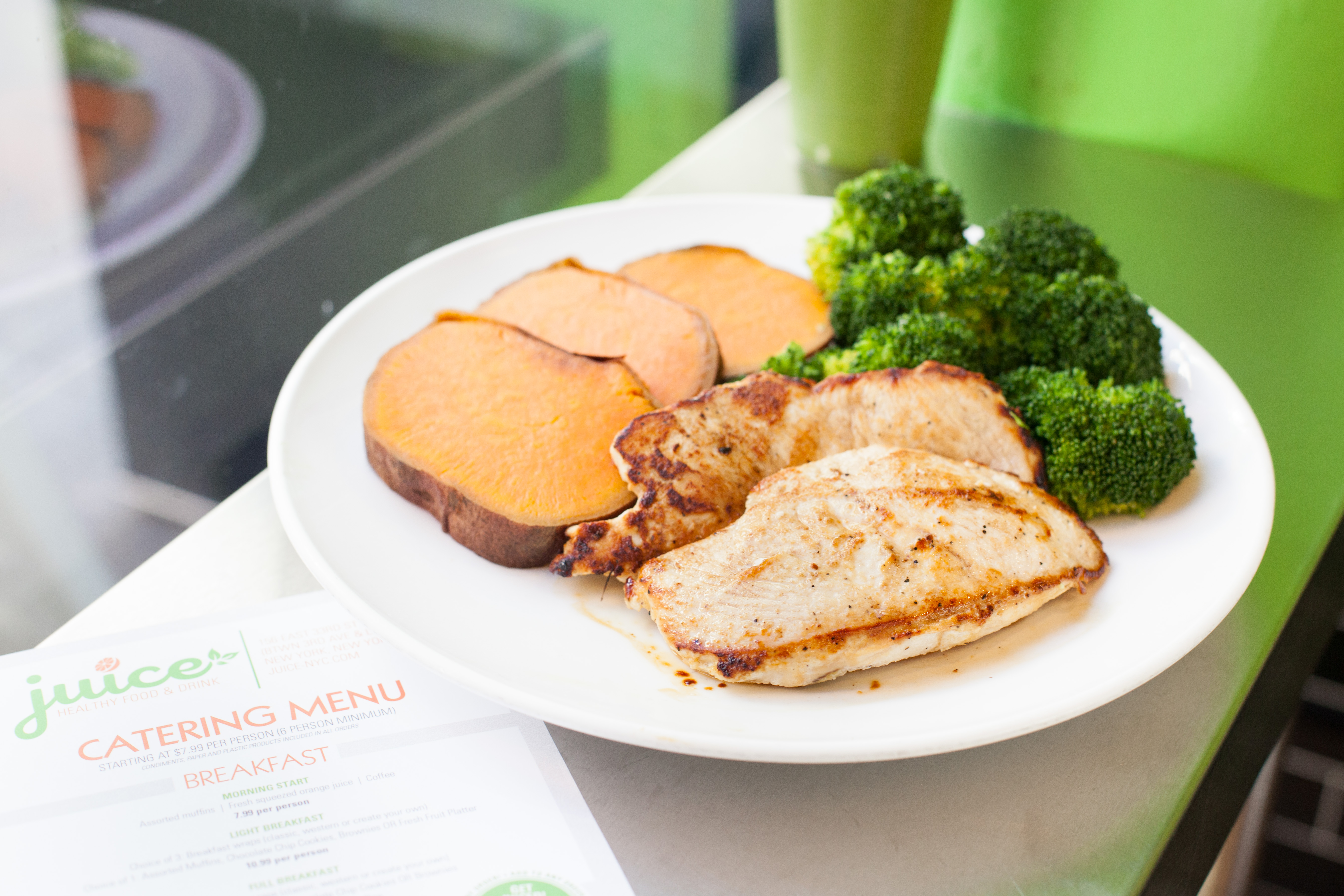 Order Chicken Veggie Plate food online from The Juice Shop store, New York on bringmethat.com