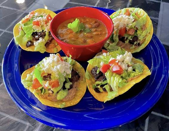 Order Tostaditas Plate food online from Los Pinchis Tacos Mexican Cuisine store, Killeen on bringmethat.com