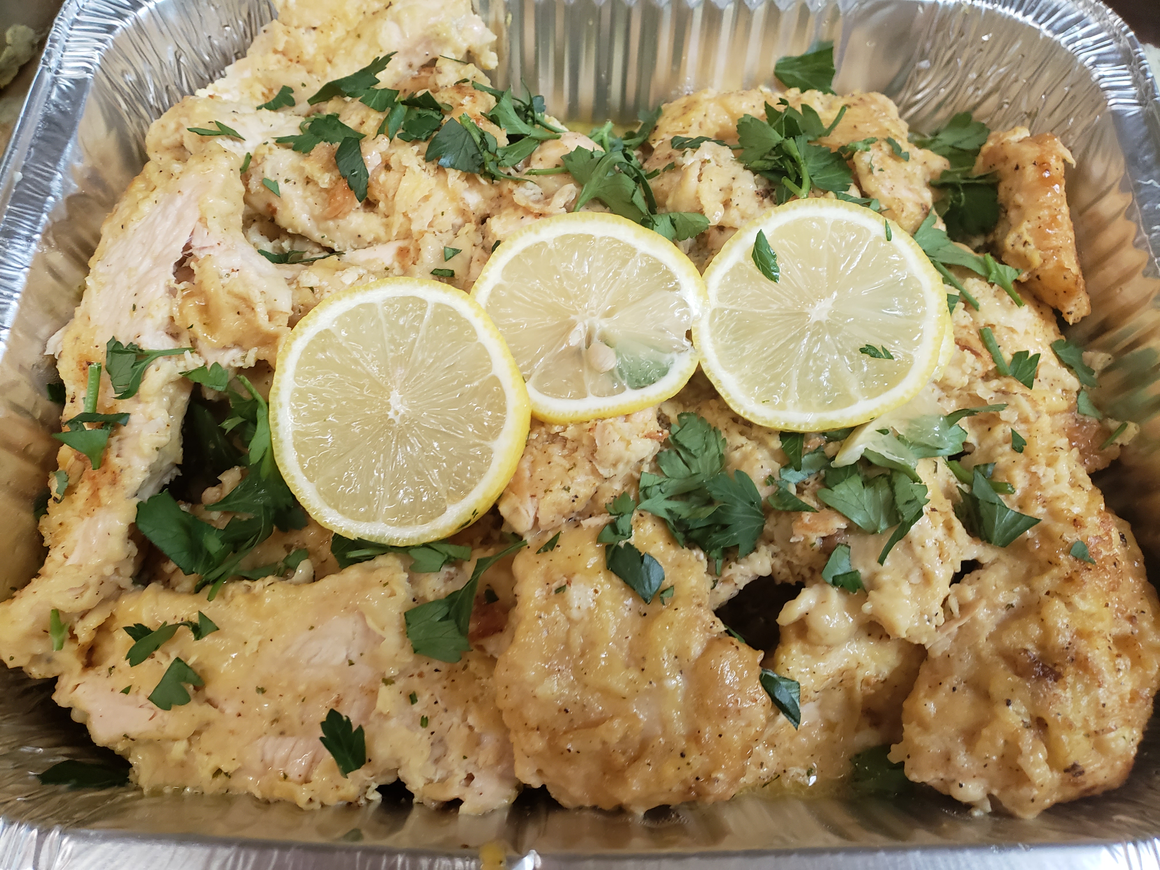 Order 1/2 tray chicken francese food online from Our Original Pizzeria store, Schenectady on bringmethat.com