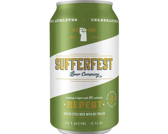 Order Sufferfest Repeat Kolsch, 6pk-12oz can beer (3.5% ABV) food online from Tenderloin Liquor store, San Francisco on bringmethat.com