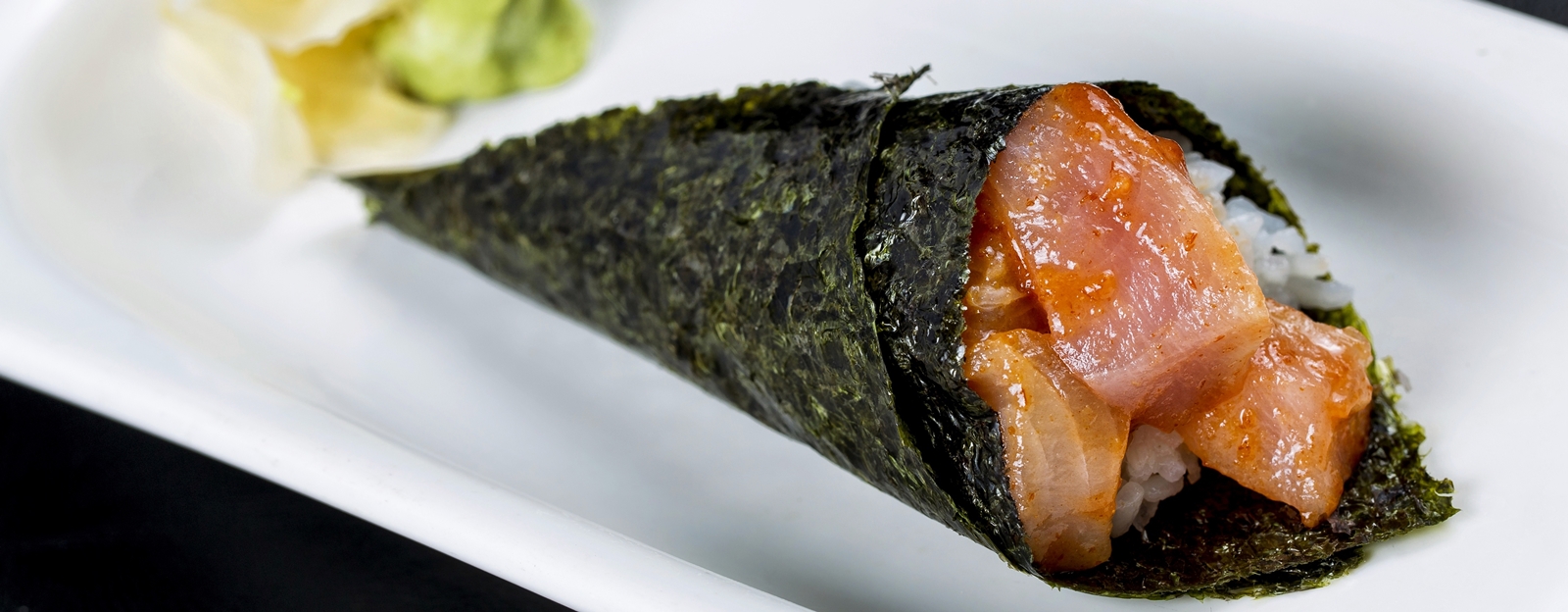 Order Spicy Yellowtail Hand Roll food online from PB Sushi store, San Diego on bringmethat.com