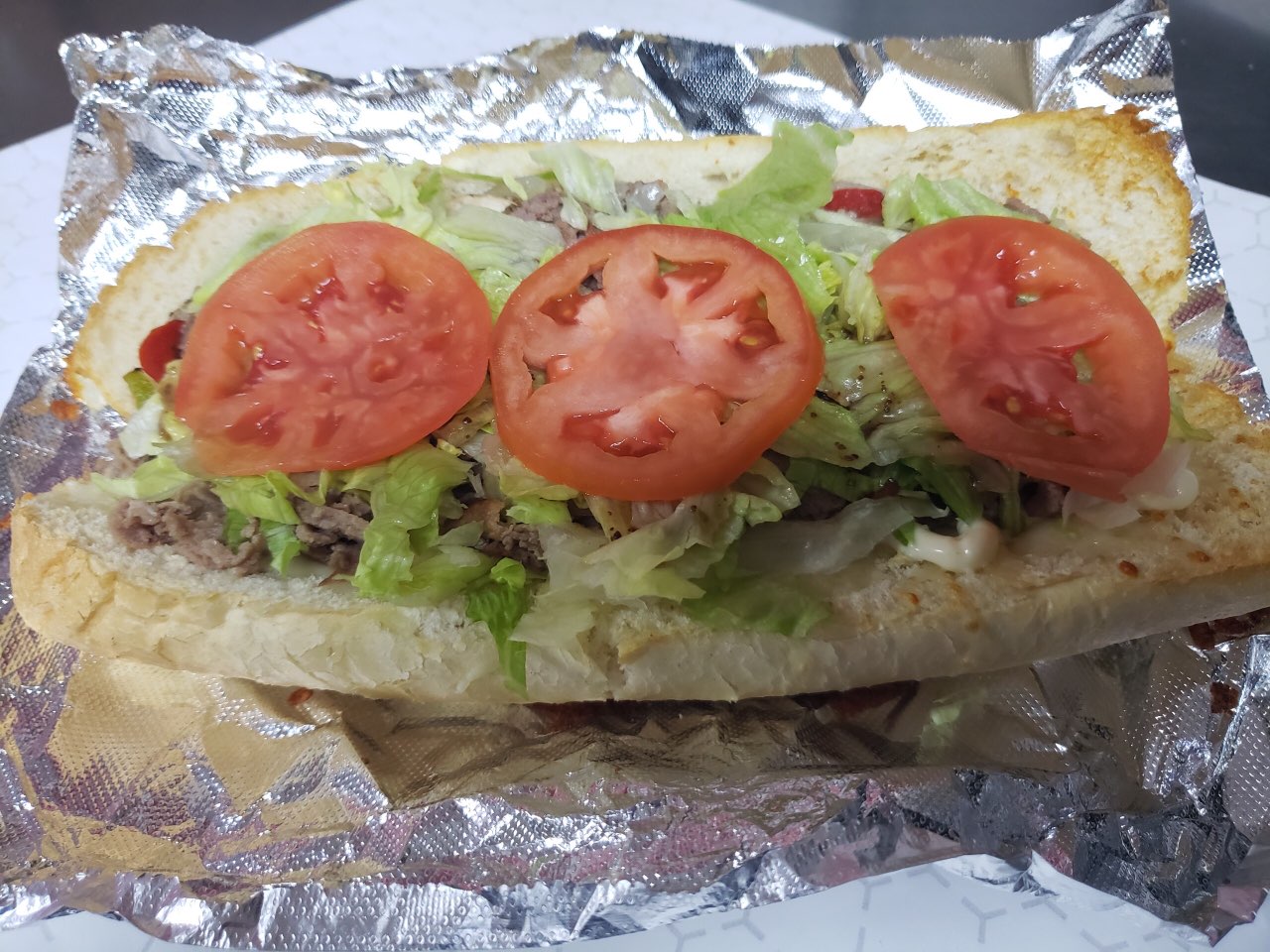Order 9" Steak Sub food online from Mm! Mm! Pizza store, Pittsburgh on bringmethat.com