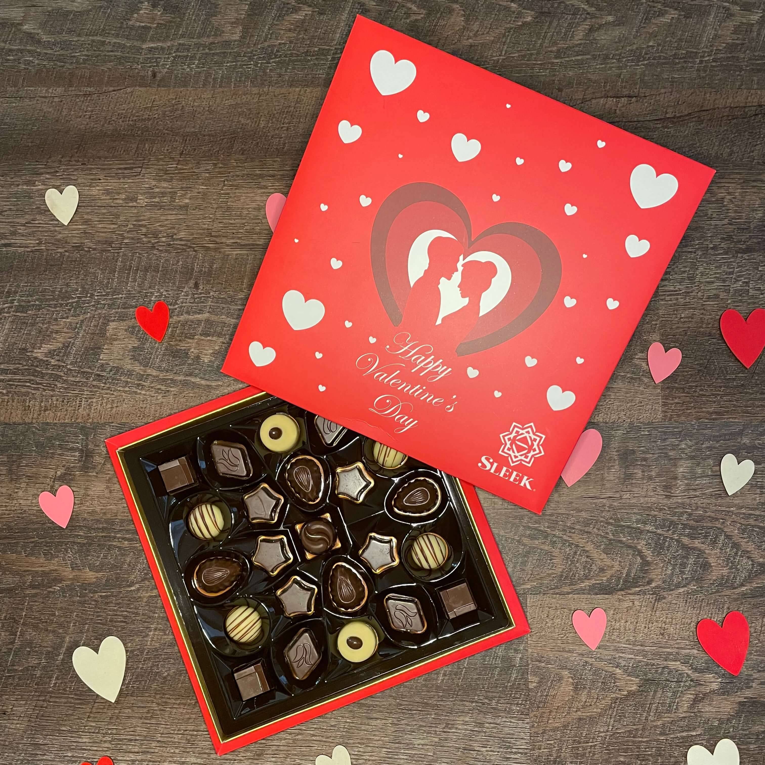 Order Valentine's Box - Red & White 260g food online from Sleek Chocolate store, Houston on bringmethat.com