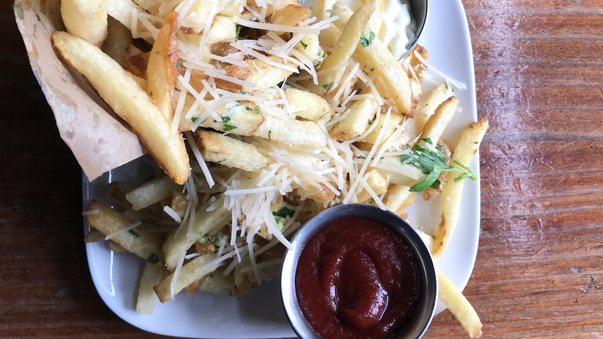 Order Garlic & Parmesan Fries food online from The Monks Kettle store, San Francisco on bringmethat.com