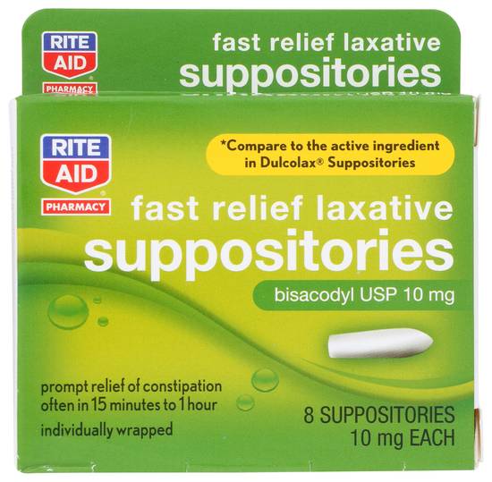 Order Rite Aid Pharmacy Laxative Suppositories Fast Relief 10mg (8 ct) food online from Rite Aid store, PITTSBURGH on bringmethat.com