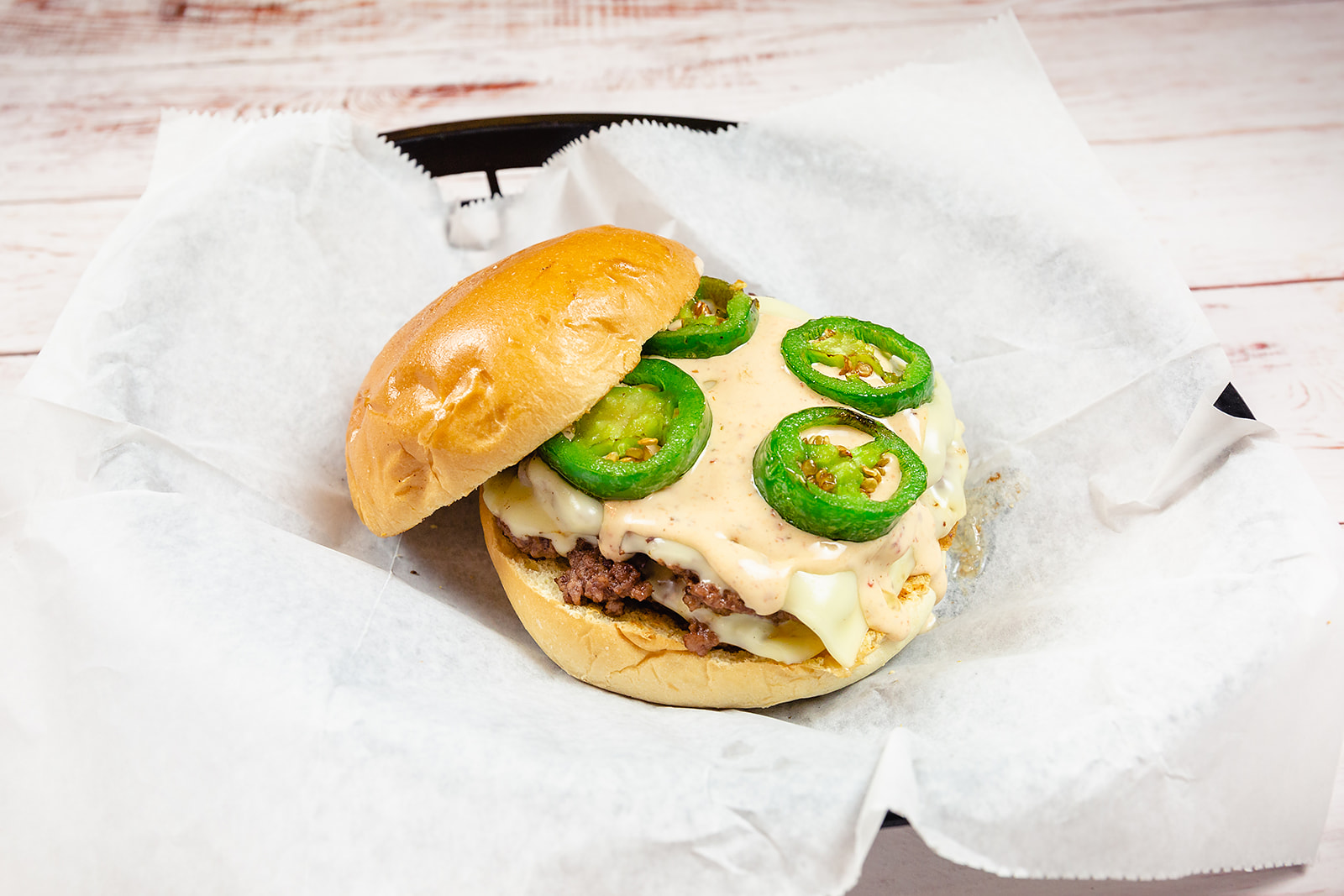Order Chipotle Jalapeno Burger food online from Del Rossi's Cheesesteak Co. store, Philadelphia on bringmethat.com
