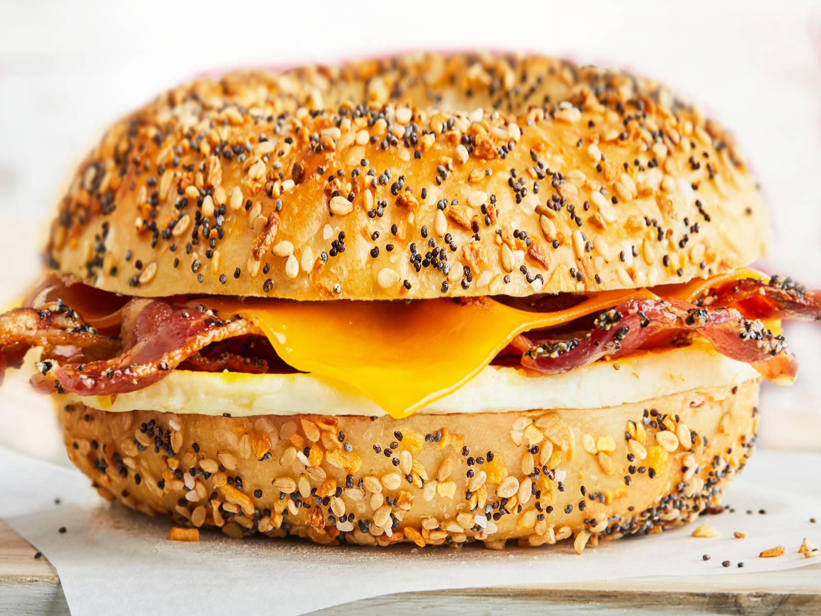 Order Egg, Peppered Bacon & Cheese food online from Bruegger Bagels store, Pittsburgh on bringmethat.com