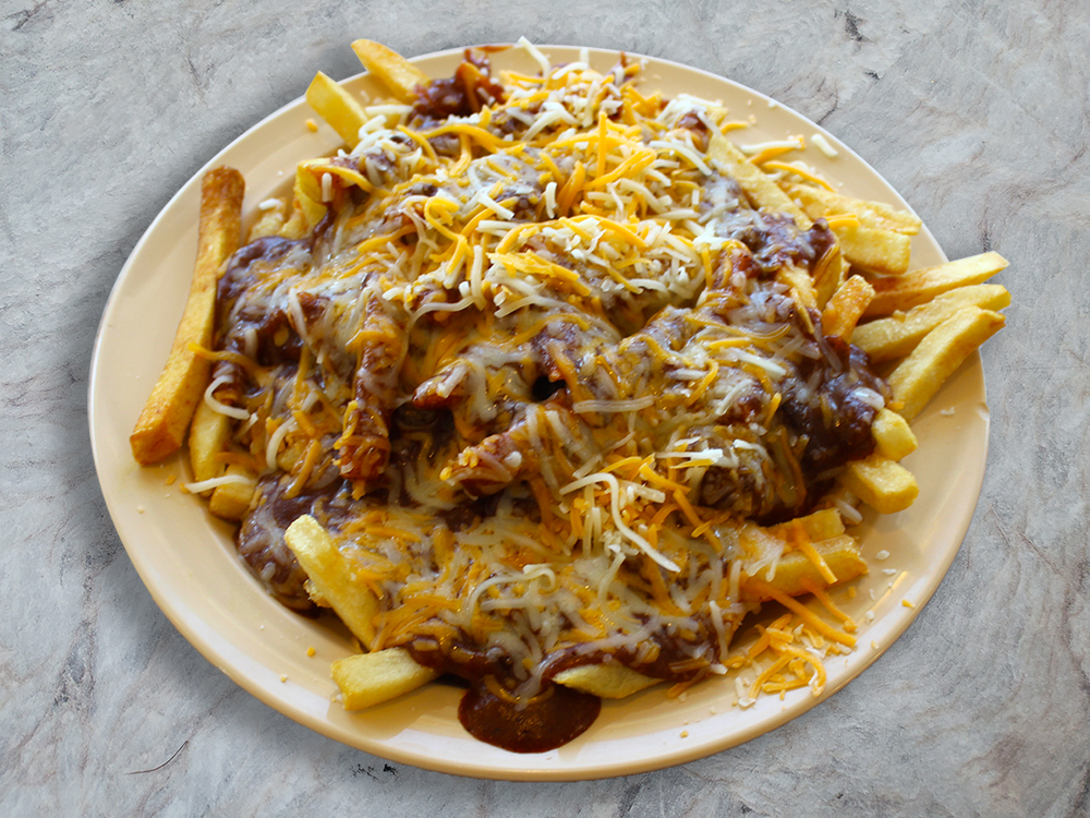 Order Chili Fries food online from Louis Place Burgers store, Long Beach on bringmethat.com