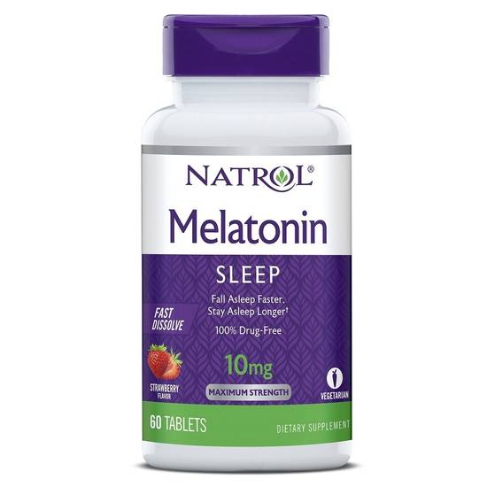 Order Natrol Melatonin Fast Dissolve Sleep Tablets Strawberry 10mg (60 ct) food online from Rite Aid store, Palm Desert on bringmethat.com