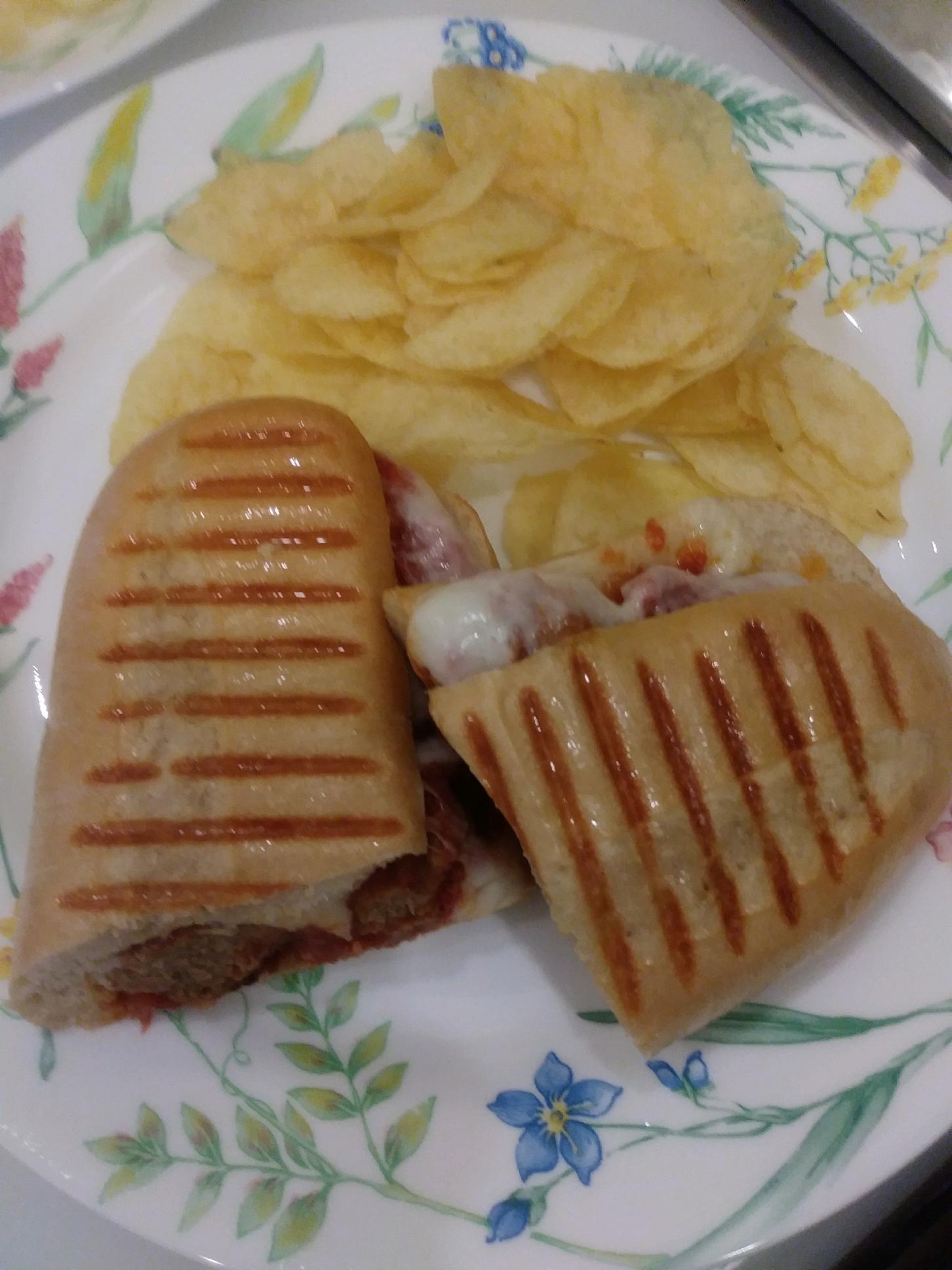 Order Meatball Parmesan Panini food online from Nola Mia Gelato Cafe store, New Orleans on bringmethat.com