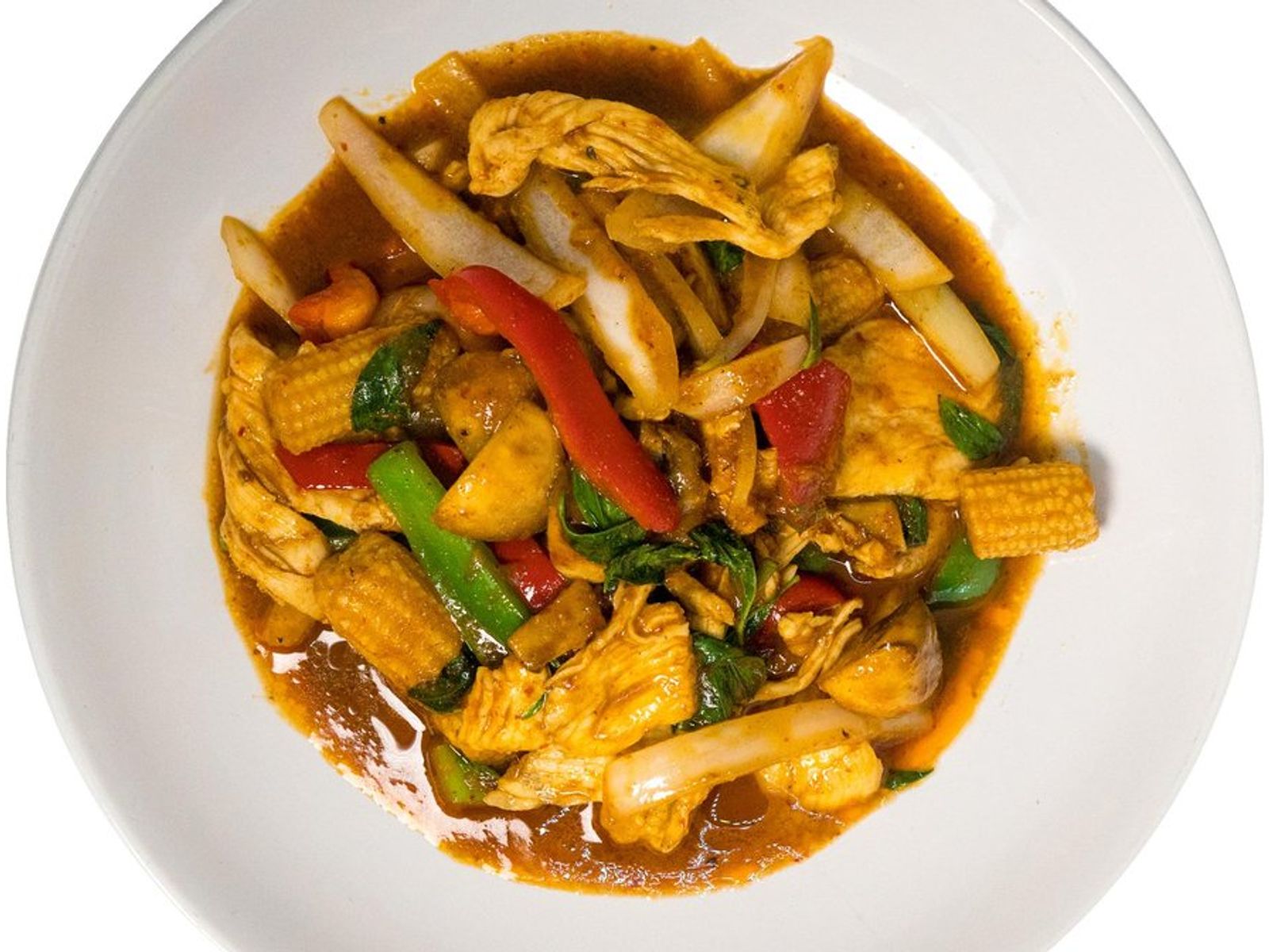 Order HOT BASIL CURRY food online from Pinto Urban Thai Diner store, Richardson on bringmethat.com