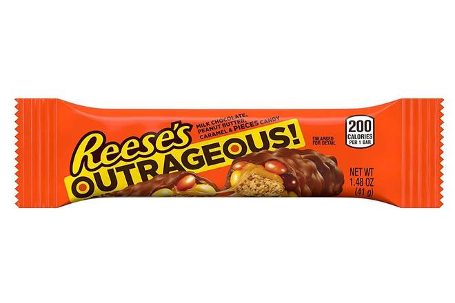 Order Reese's Outrageous Pieces Chocolate bar  1.48 oz  food online from Pit Stop Liquor Mart store, El Monte on bringmethat.com