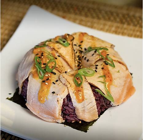 Order Seared Salmon Donut food online from Wasabi Sushi store, Portland on bringmethat.com