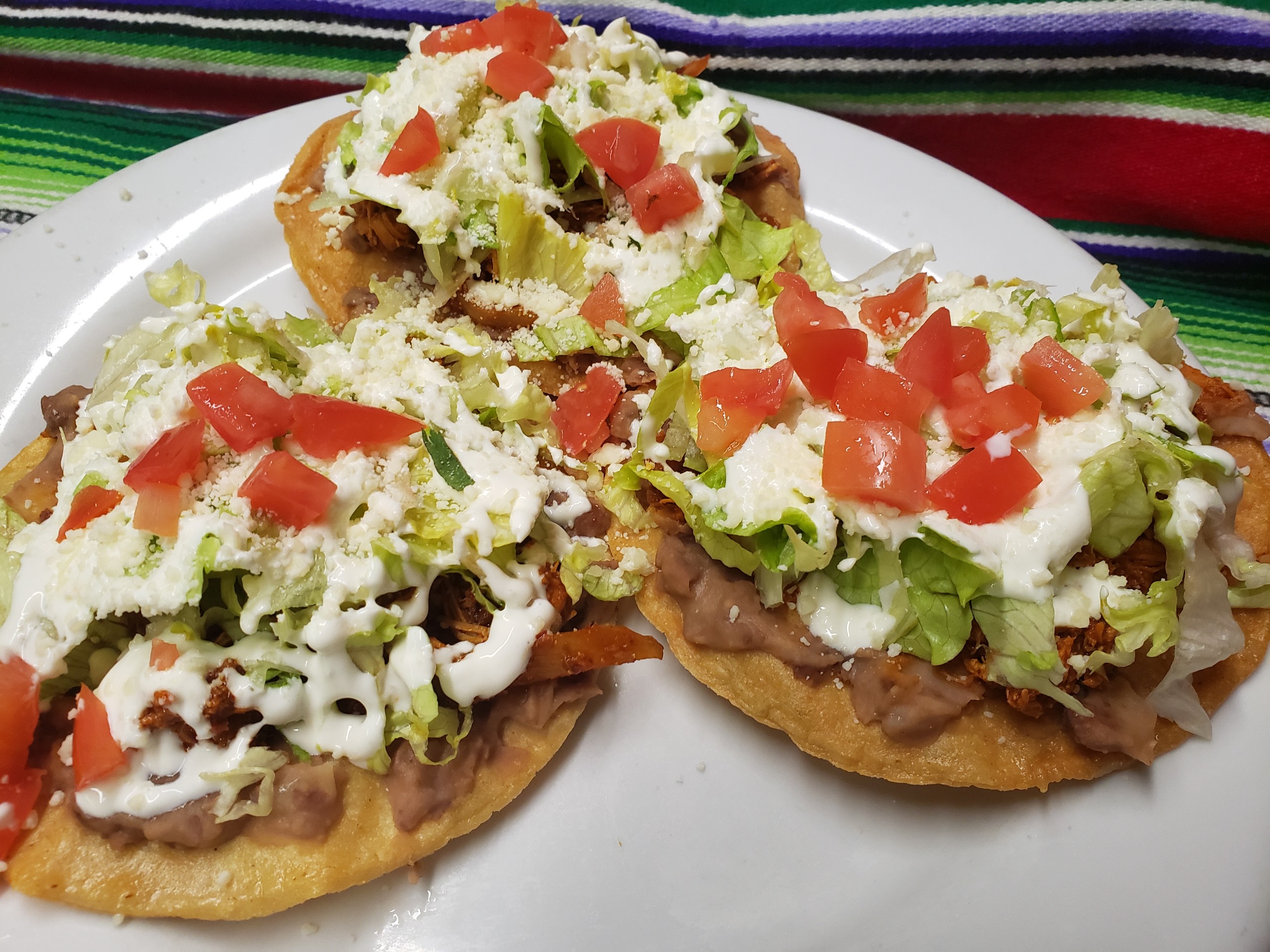 Order TINGA TOSTADAS 3PC. food online from Montes Cafe store, Seaside Heights on bringmethat.com