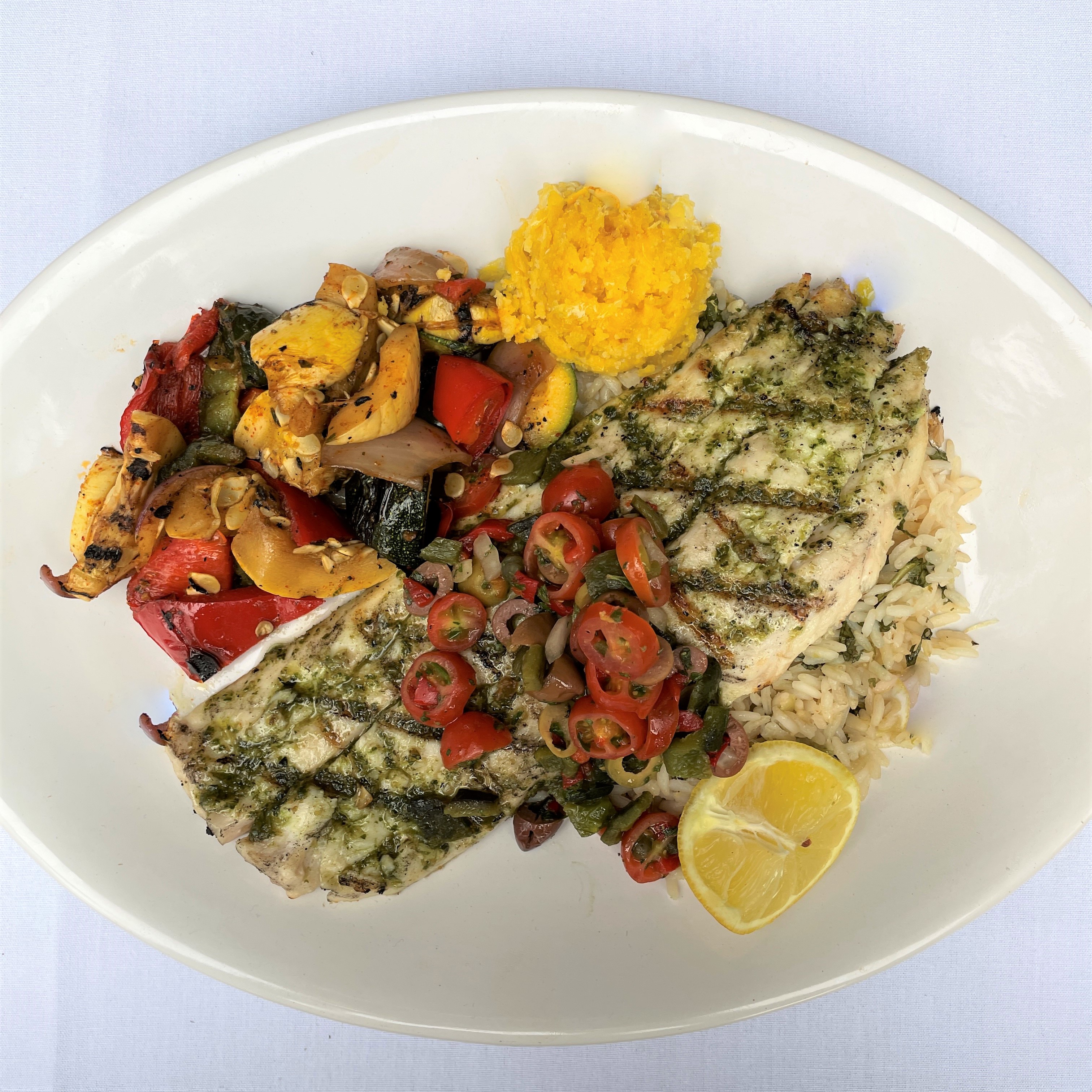 Order Grilled Snapper Veracruda food online from Blue Mesa Grill store, Addison on bringmethat.com