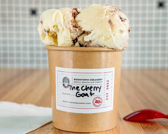 Order Pint- The Cherry Goat food online from Boom Town Creamery store, Oklahoma City on bringmethat.com