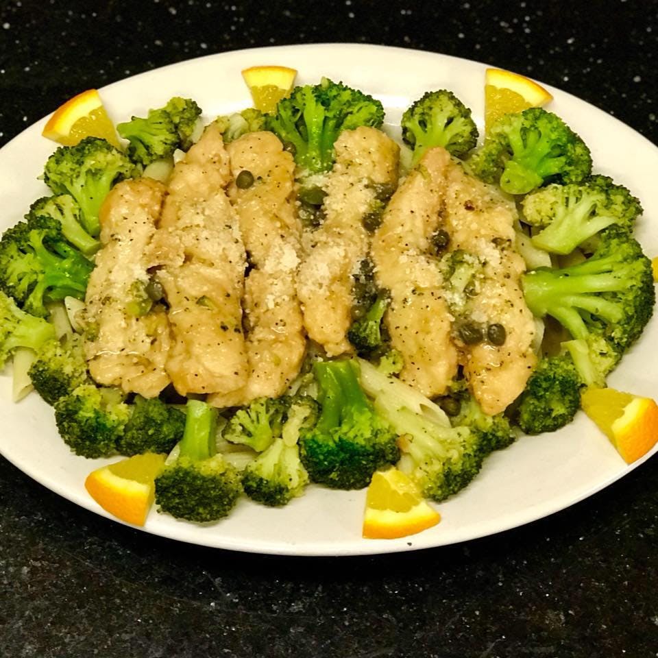 Order Chicken Picatta with Broccoli - Entree food online from Tani Pizza store, Butler on bringmethat.com