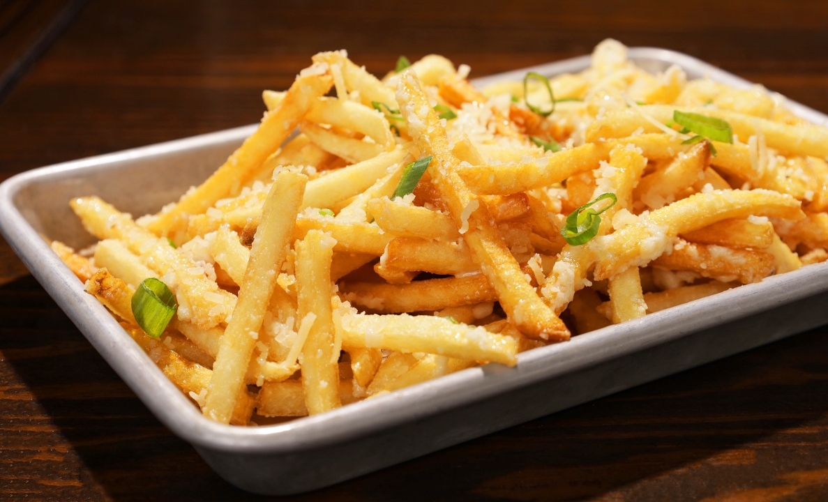 Order Garlic Parmesan Fries food online from Stacked: Food Well Built store, Huntington Beach on bringmethat.com