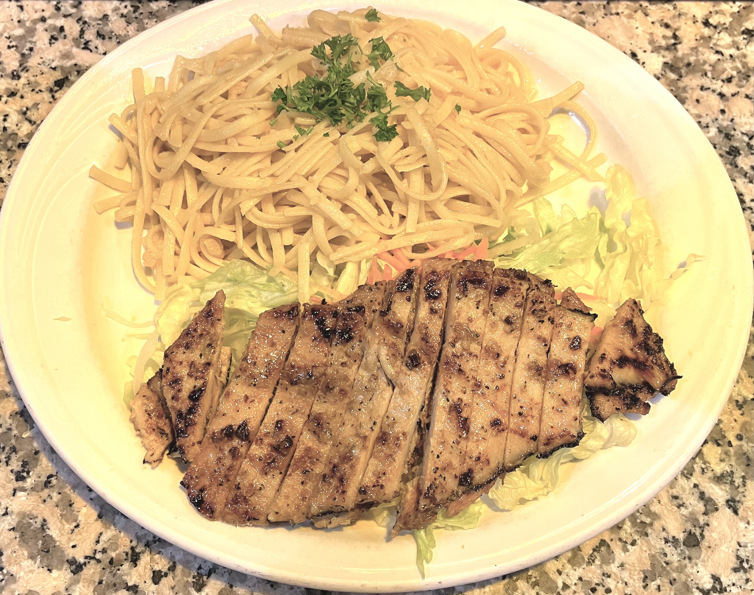 Order Grilled Chicken Garlic Noodle food online from Le Soleil store, San Leandro on bringmethat.com