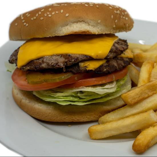Order 26. Double Cheese Burger food online from The Spot Teriyaki store, Covina on bringmethat.com
