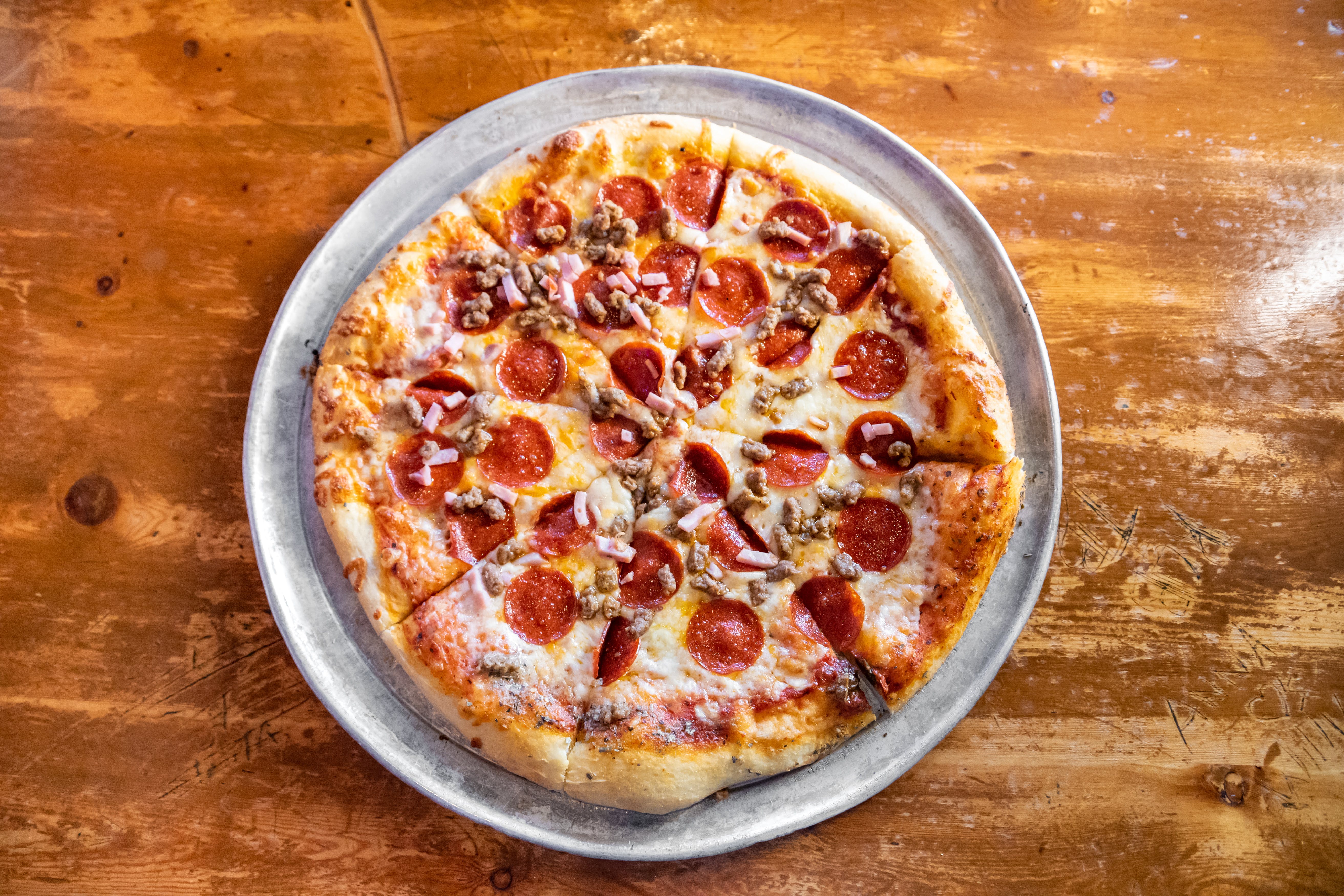 Order All Meat Pizza - Small 10'' food online from George's Pizza store, High Point on bringmethat.com