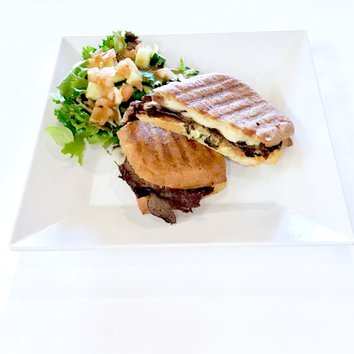 Order Philly Cheese Steak Panini food online from Crave Cafe store, Pasadena on bringmethat.com
