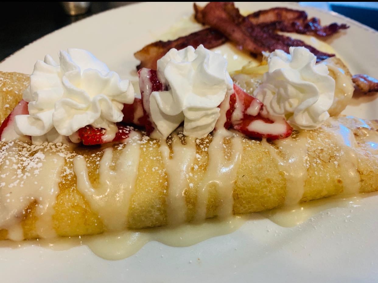 Order Strawberry Cream Crepes food online from Stacks store, Cicero on bringmethat.com