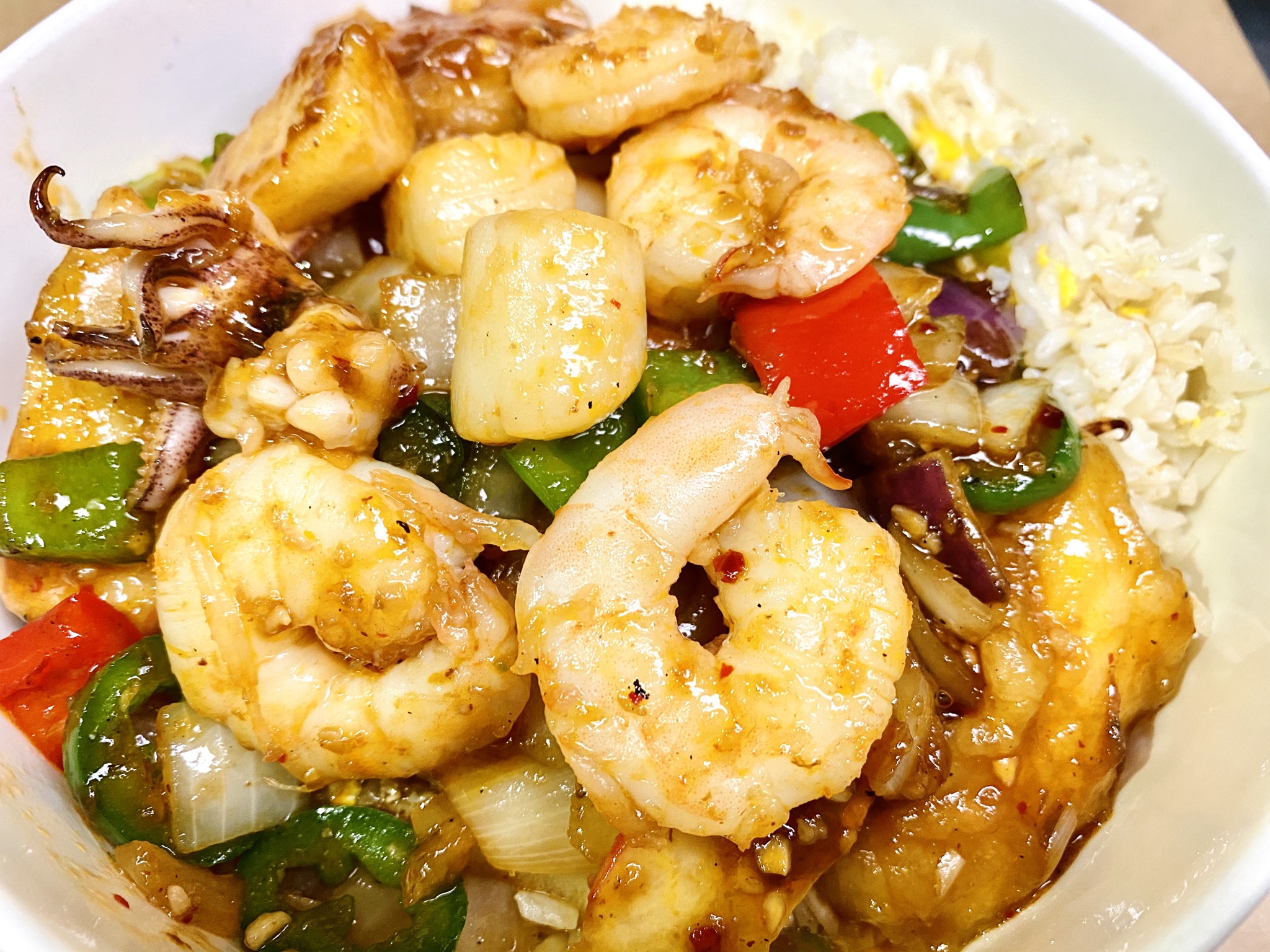Order  Malaysian Style Seafood with Baked Rice food online from Min Min Asian Cafe store, Chicago on bringmethat.com