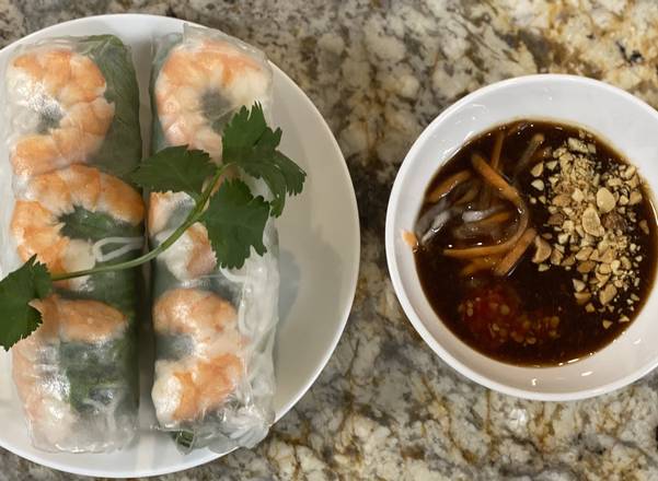 Order Shrimp Spring Rolls (Two pieces) food online from 102 Pho & Banh Mi store, Okemos on bringmethat.com