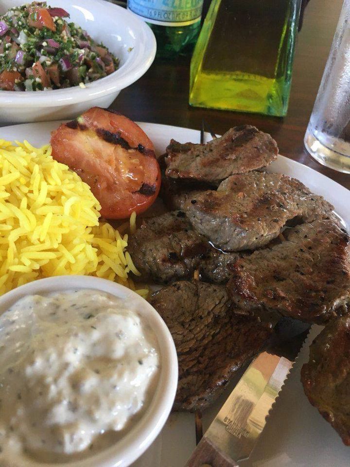 Order Beef Souvlaki Platter food online from Olives Mediterranean Grill store, Arlington on bringmethat.com