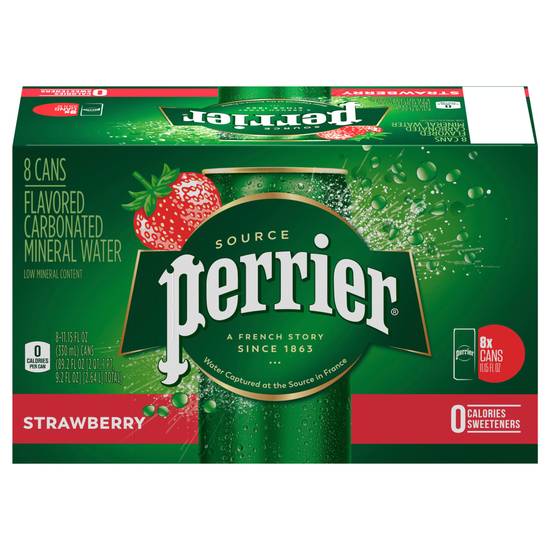 Order Perrier Strawberry Flavored Carbonated Mineral Water, 11.15 fl oz. Slim Cans (8 Count) food online from CVS store, GROSSE POINTE on bringmethat.com