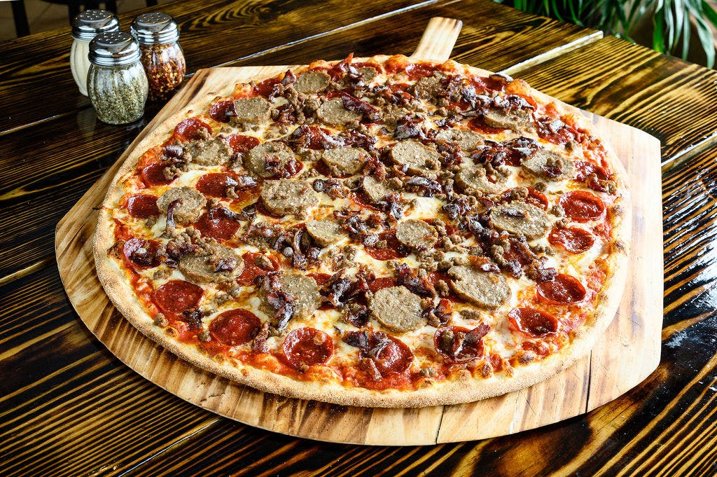 Order Meat Lovers Pizza - Small 12'' food online from Flamez wood fired pizza store, Blackwood on bringmethat.com