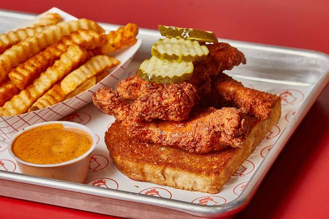 Order #5 Three Tender Plate food online from Lucky's Hot Chicken store, Dallas on bringmethat.com