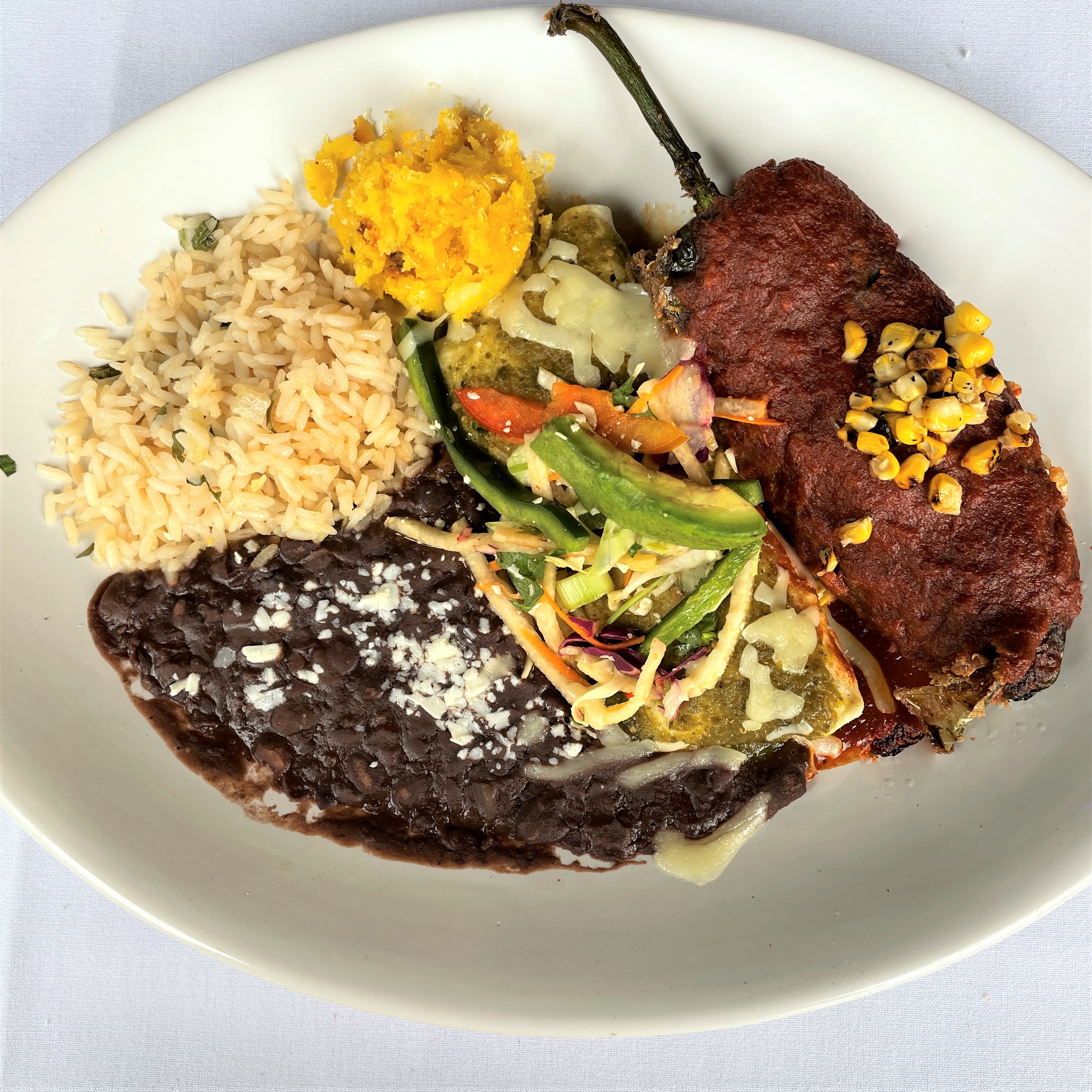 Order CHILE RELLENO-ENCHILADA COMBO  food online from Blue Mesa Grill store, Addison on bringmethat.com