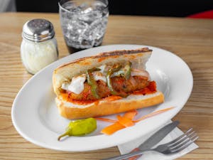 Order Sausage and Pepper Sandwich food online from Pasta Party store, Orange on bringmethat.com