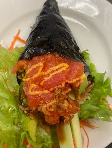Order Crunchy Spicy Tuna Hand Roll food online from Asian Pot Express store, Lewisville on bringmethat.com