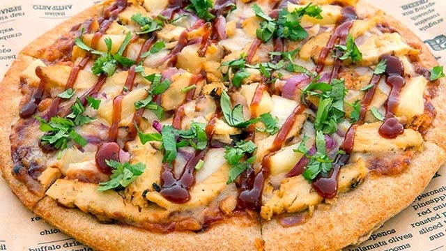 Order bbq chicken pizza food online from Make Pizza+Salad store, San Diego on bringmethat.com