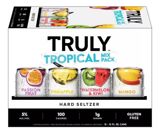 Order Truly Hard Seltzer Tropical 12 Pack Cans food online from Chevron store, La Quinta on bringmethat.com