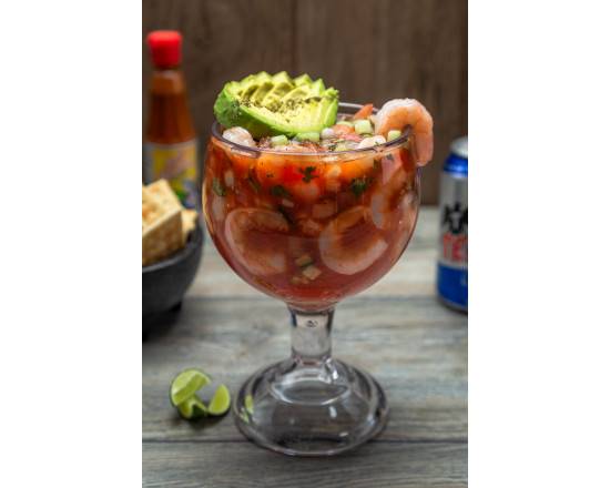 Order Shrimp Cocktail (small) food online from Tacos Don Cuco store, El Paso on bringmethat.com