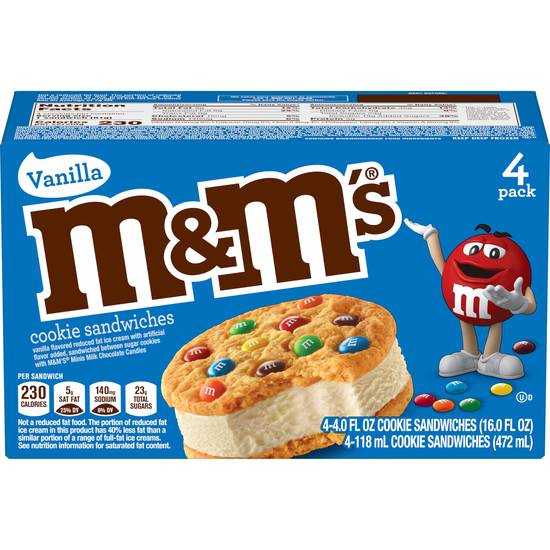 Order M&M's Vanilla Ice Cream Cookie Sandwiches, 4 CT food online from CVS store, BRYAN on bringmethat.com