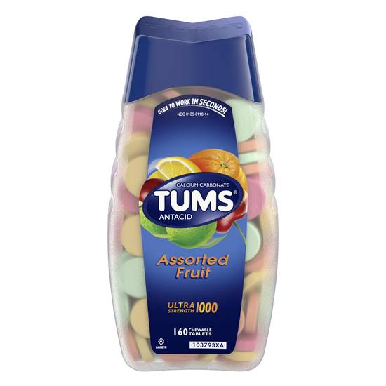 Order Tums Ultra Strength Antacid Chewable Tablets Assorted Fruit (160 ct) food online from Rite Aid store, Willard on bringmethat.com