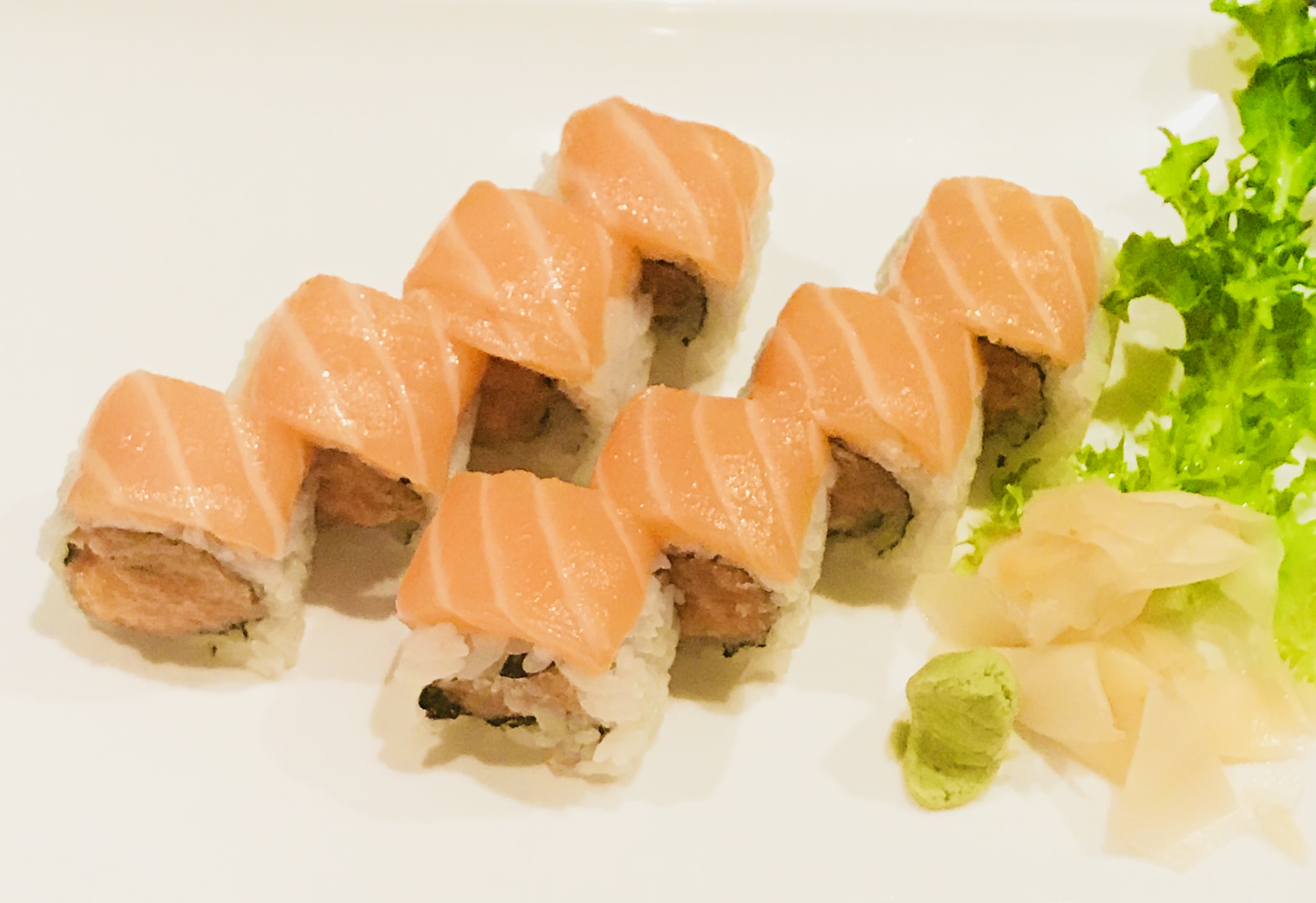 Order 77. Salmon Lover Roll food online from Thai Lemongrass & Sakura Sushi store, New York on bringmethat.com