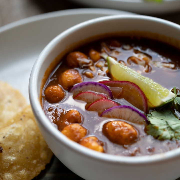 Order Cup of Pozole Rojo food online from Cactus Restaurant store, Seattle on bringmethat.com