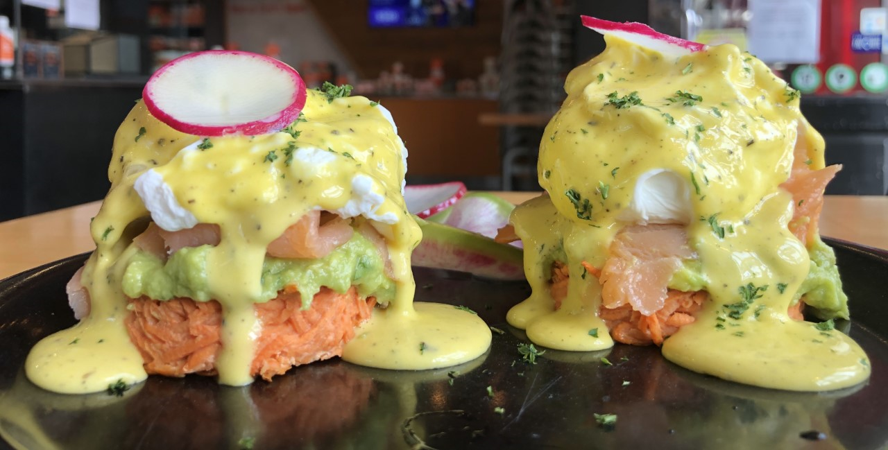 Order Eggs Benedict with Smoked Salmon Breakfast food online from Bulletproof Cafe store, Santa Monica on bringmethat.com