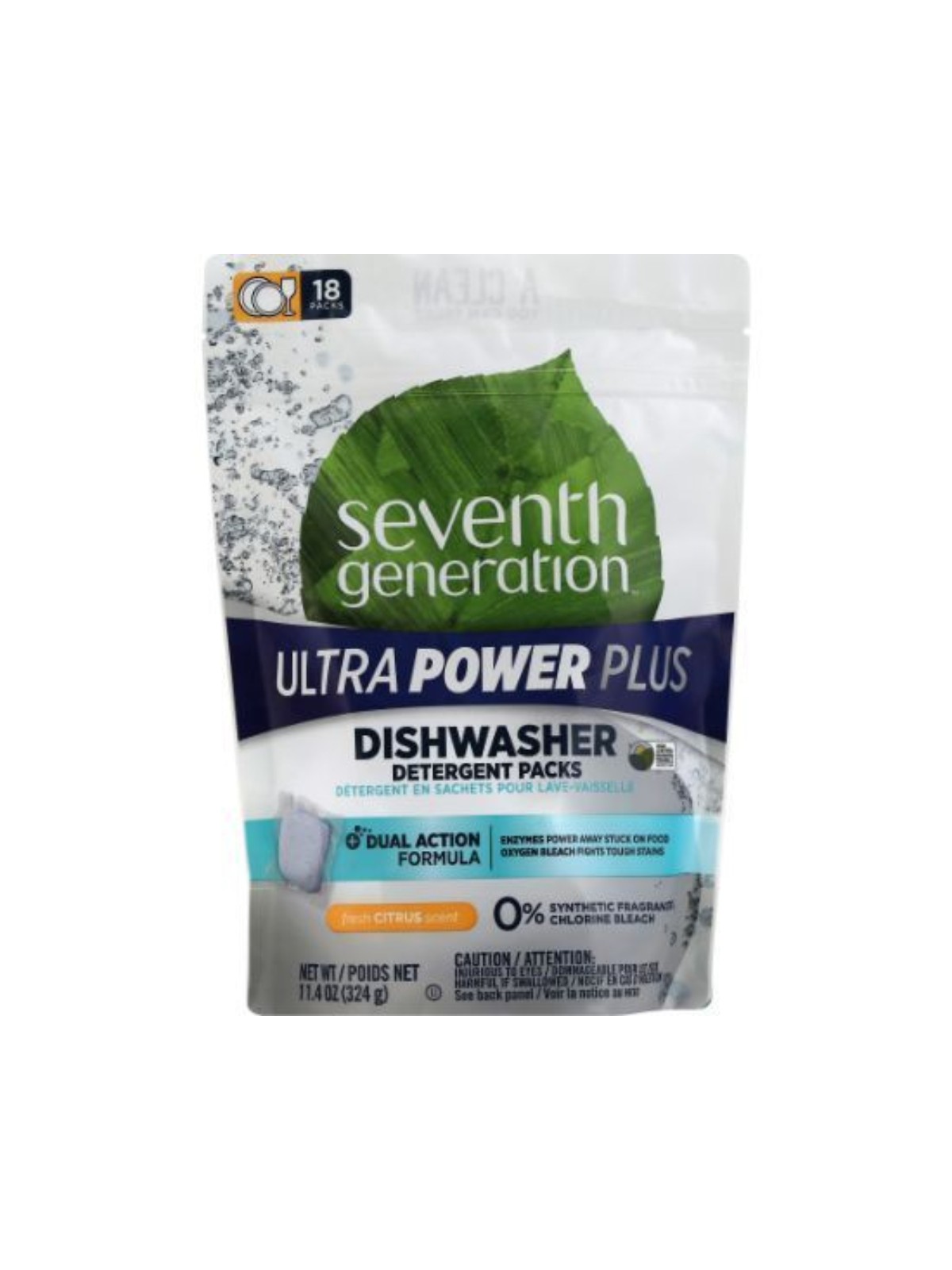 Order Seventh Generation Ultra Power Plus Citrus Scent Dishwasher Packs (18 count) food online from Light Speed Market store, Los Angeles on bringmethat.com