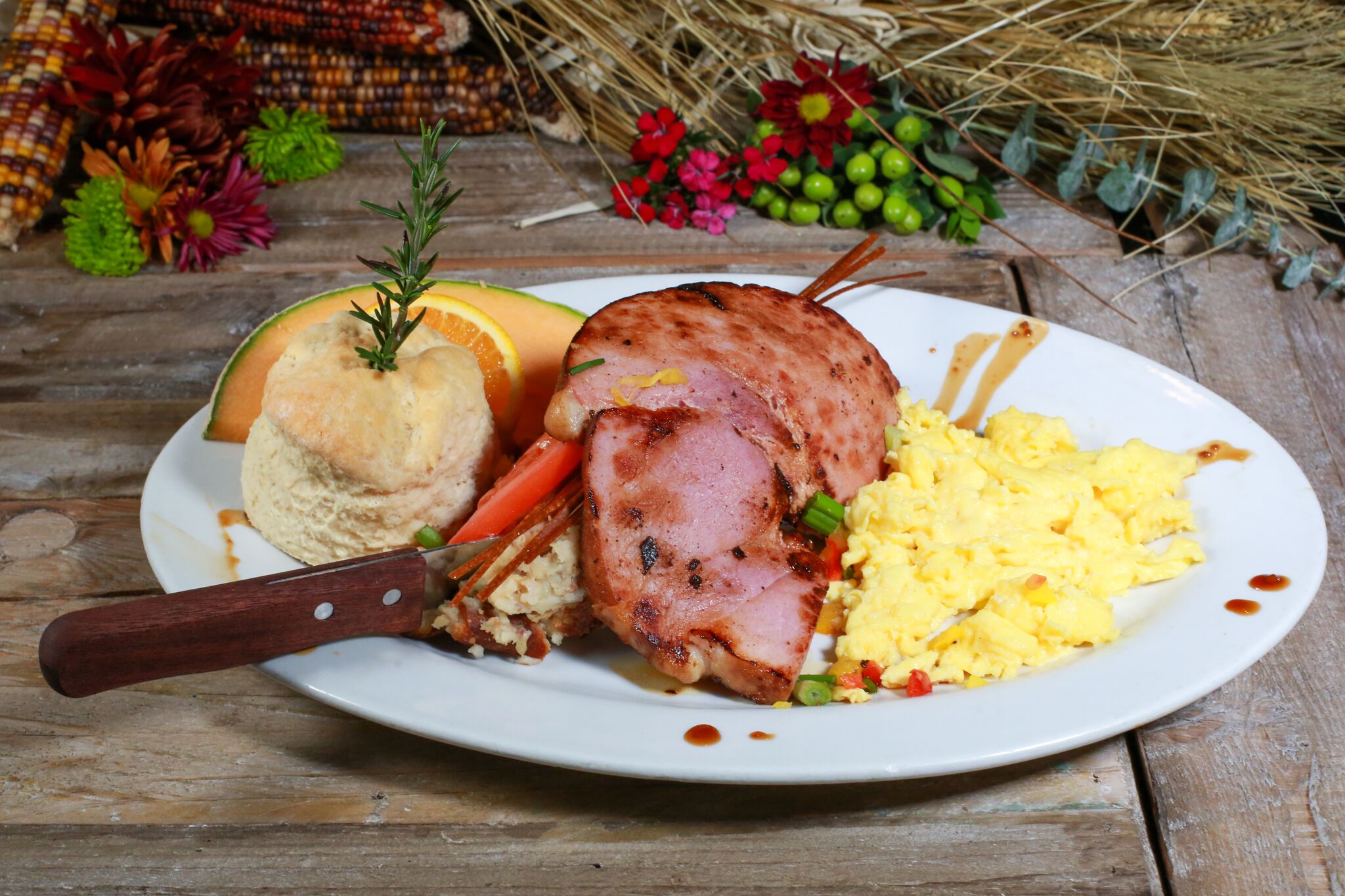 Order Griddled Ham Steak & Eggs food online from Hash House A Go Go store, Henderson on bringmethat.com