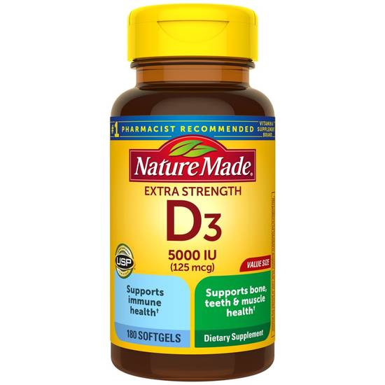 Order Nature Made D3 Softgels 5000IU High Potency (180 ct) food online from Rite Aid store, Palm Desert on bringmethat.com