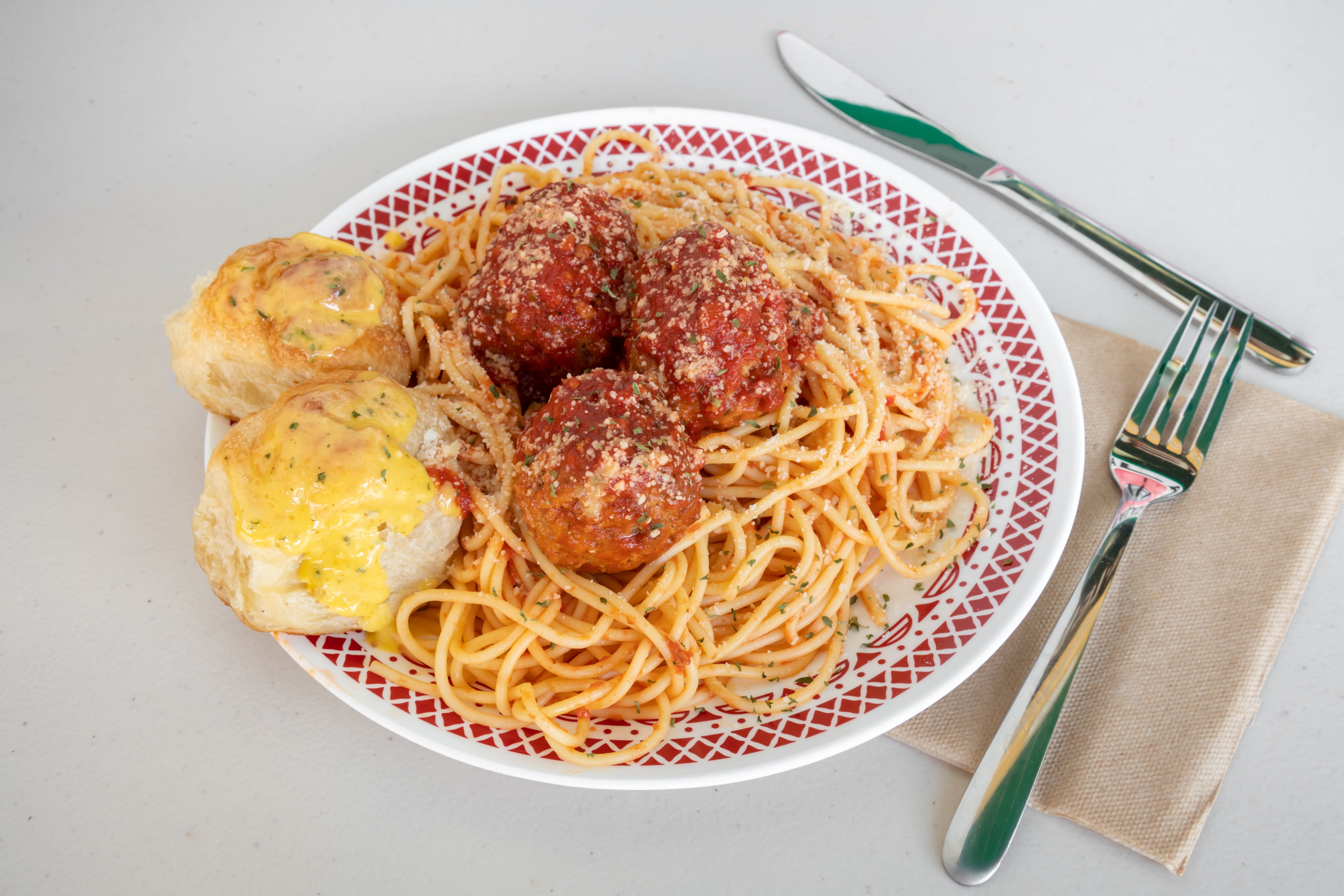 Order Spaghetti with Meatballs - Dinner food online from Pizza Machine - Hollywood store, Hollywood on bringmethat.com